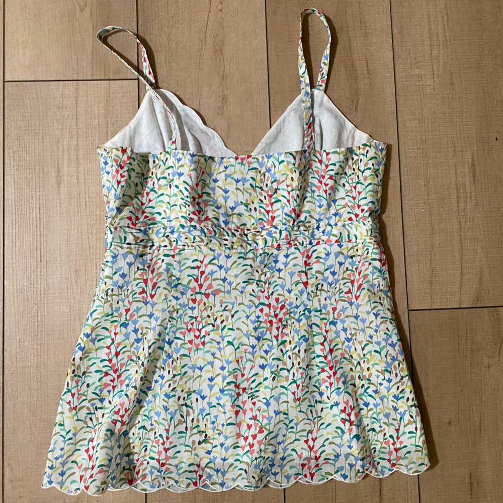 Harold’s Floral Print Spaghetti Strap Top with Blue Ribbon - Size Medium - Picture 3 of 12